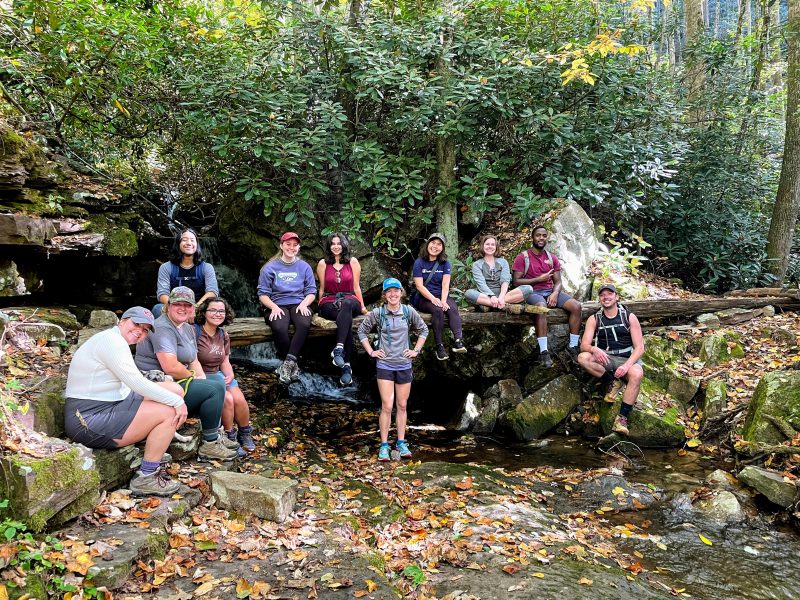 Virginia Tech biological systems engineering graduate student organization on hike
