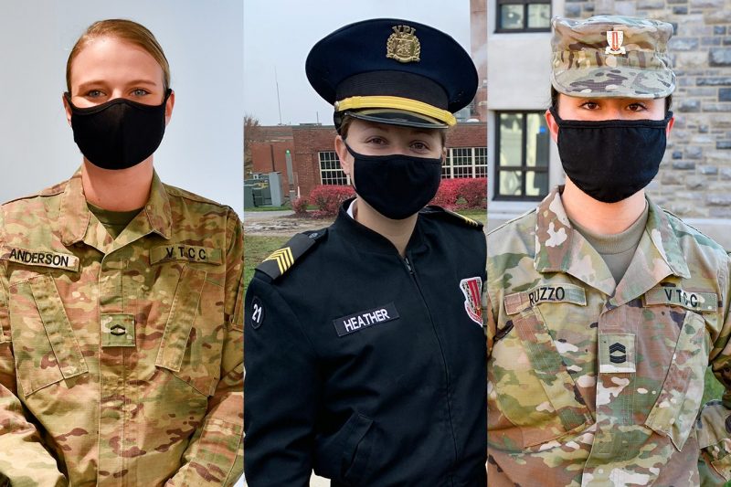 From left are cadets Morgan Anderson, Kayleigh Heather, and Lyla Ruzzo.